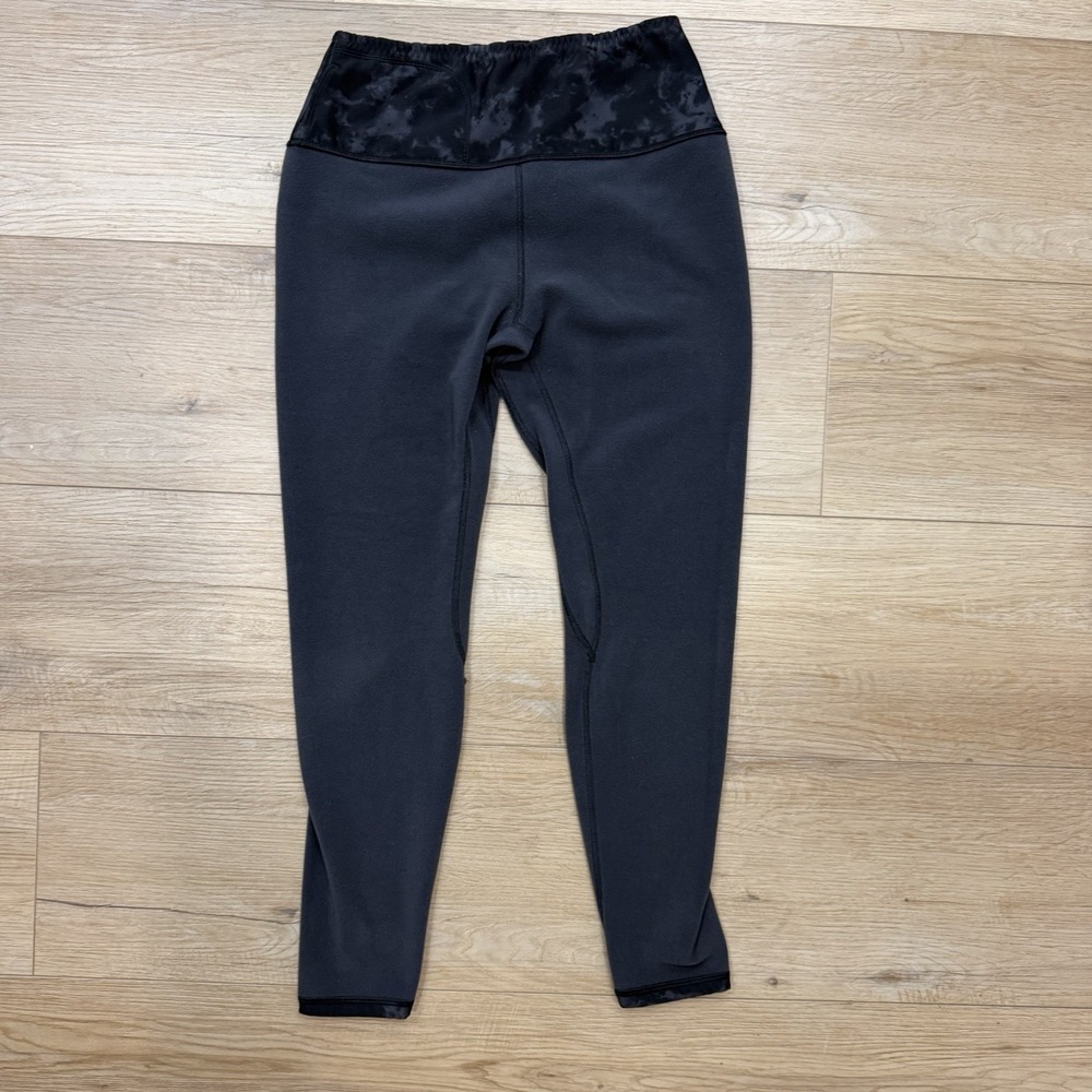 CRZ YOGA Womens L Fleece Lined Leggings Black Cloud Print High Rise Athletic - Picture 7 of 9